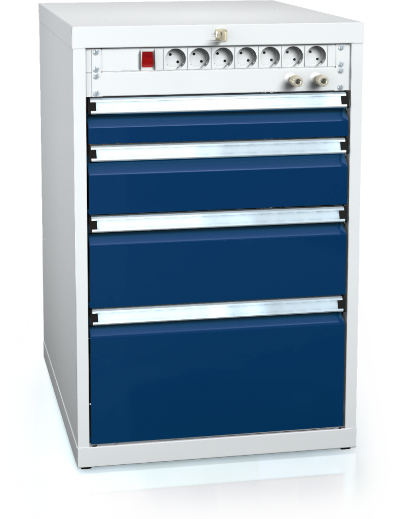 Kontejner pro pracovní stoly 840 x 555 x 600 - 4x zásuvka-elektro-vzduch